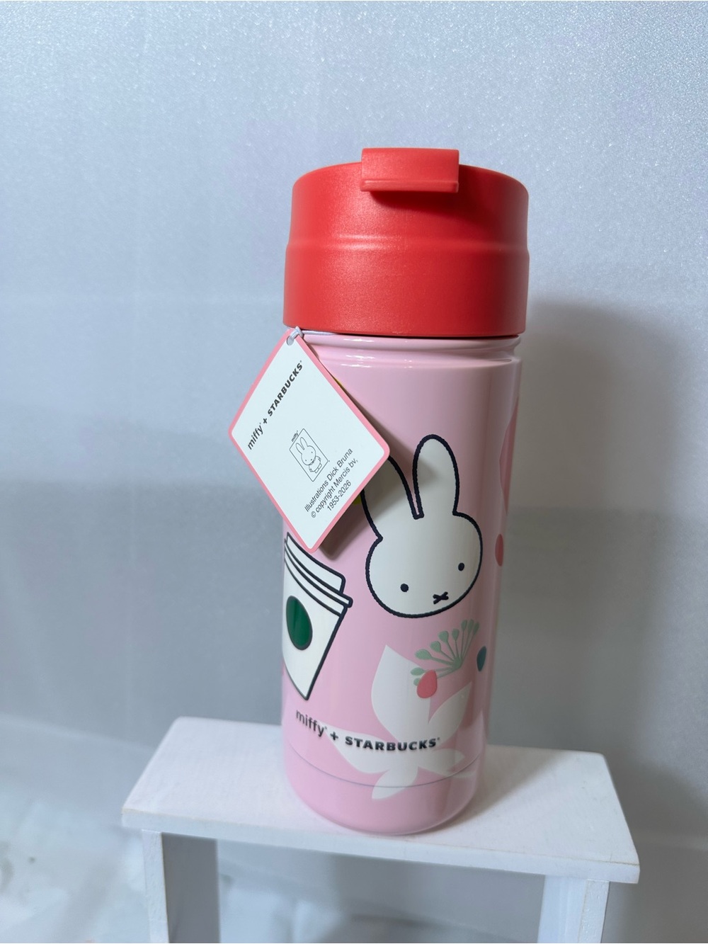 Starbucks Pink Tumbler with Red Lid — Miffy Collaboration